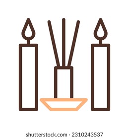 Icono de incienso duocolor color café estilo chinés elemento vector año nuevo y símbolo perfecto.