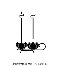 Incense Icon, Fragrant Smoke Releasing, Aromatic Biotic Material Burning Stick Vector Art Illustration