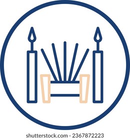 Icono de la línea de iconos redondeados color azul beige elemento vector año nuevo chino y símbolo perfecto.