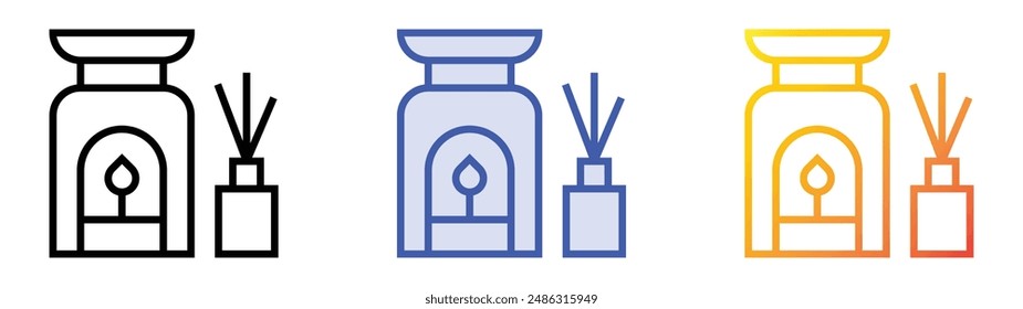 incense icon. Linear, Blue Fill and Gradient Style Design Isolated On White Background