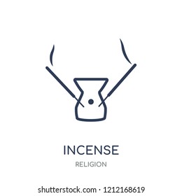 Incense icon. Incense linear symbol design from Religion collection. Simple outline element vector illustration on white background.