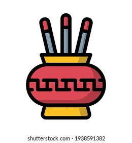 Incense Icon or Logo in Colored Outline Style, perfect for website mobile app presentation