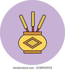 Ícone de Incenso Representando a Espiritualidade, Tranquilidade e Tradições Culturais, Perfeito para Destacar Práticas de Meditação, Usos Cerimoniais e Experiências Aromáticas com um Design Calmante e Sereno