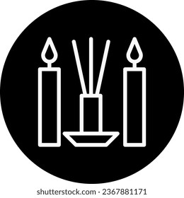 Incense icon rounded white colour chinese new year vector element and symbol perfect.
