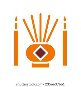 Incense icon solid orange brown colour chinese new year vector element and symbol perfect.