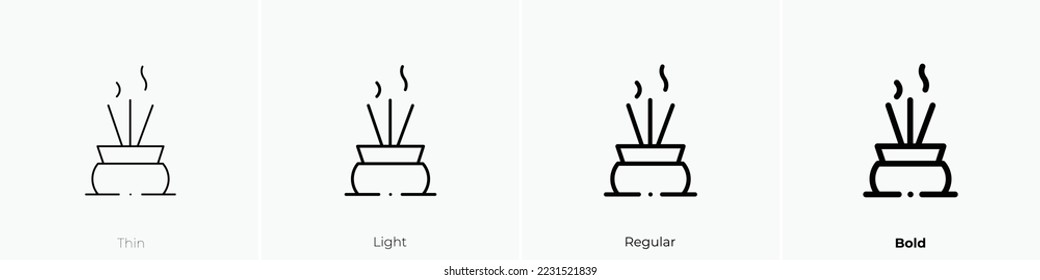 incense icon. Thin, Light Regular And Bold style design isolated on white background