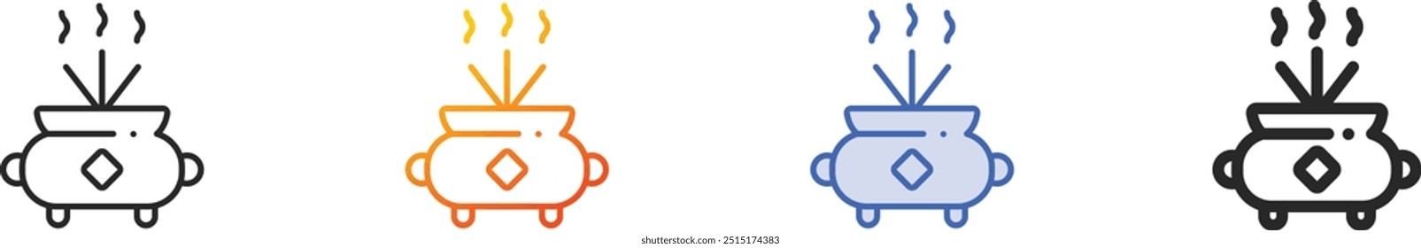 Icono de incienso. Diseño lineal delgado, degradado, trazo azul y estilo audaz aislado sobre fondo blanco