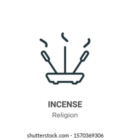 Incense outline vector icon. Thin line black incense icon, flat vector simple element illustration from editable religion concept isolated on white background