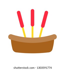 Incense pot vector, Chinese lunar new year flat style icon