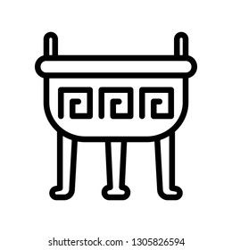 Incense pot vector, Chinese lunar new year line design icon