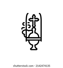 Incense smoking from a thurible line color icon. Isolated vector element. Outline pictogram for web page, mobile app, promo