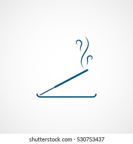 Incense Stick Blue Flat Icon On White Background
