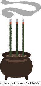 Incense stick. It called senko and candles are burned and offered on butsudans (household Buddhist altars) and at tombs when Buddhists pray for the departed souls of their ancestors. 