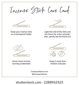 Incense Stick Care Card instruction