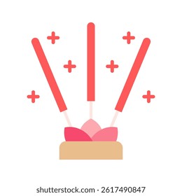 Incense Stick flat color, mini illustration icon, related to relaxation, spa, wellness and more. Vector EPS 10 for modern concept, print, UI, UX kit, web and app development