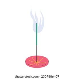 Incense stick on pink base. Aromatherapy