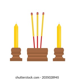 Incense sticks and candle  vector.