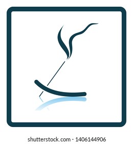 Incense Sticks Icon. Square Shadow Reflection Design. Vector Illustration.