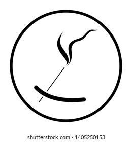 Incense Sticks Icon. Thin Circle Stencil Design. Vector Illustration.