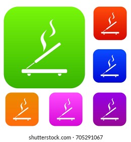 Incense sticks set icon in different colors isolated vector illustration. Premium collection