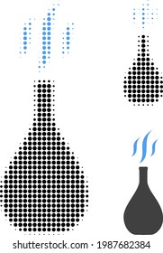 Incense vial halftone dotted icon. Halftone pattern contains circle points. Vector illustration of incense vial icon on a white background.
