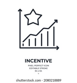 Incentive concept editable stroke outline icon isolated on white background flat vector illustration. Pixel perfect. 64 x 64.