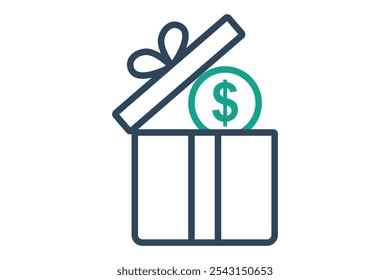 Incentive icon. line icon style. gift box with dollar. icon related to motivation. success elements vector illustration