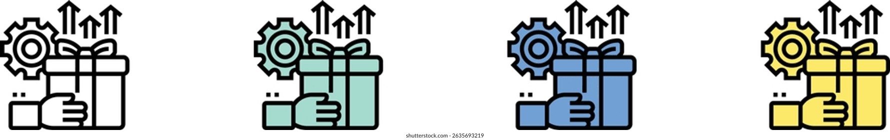 incentive icon. Outline, Green, Blue and Yellow Style Design Isolated On White Background