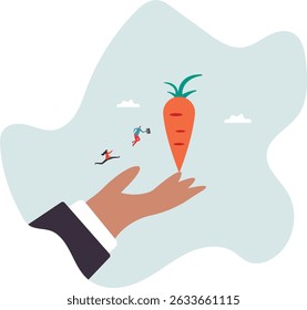 Incentive, reward or bonus to motivate employee on hard working to reach success, company benefit, job promotion or employee program .character for design.