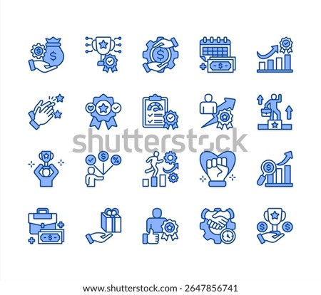 Incentive with Reward, Compensation, Pay day, Performance award, Award, Employee benefits, Gift. editable stroke icon set.