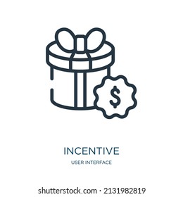incentive thin line icon. award, achievement linear icons from user interface concept isolated outline sign. Vector illustration symbol element for web design and apps.