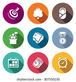 Incentives life Icons Set. Vector Illustration. Isolated Flat Icons collection on a color background for design