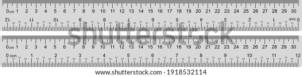 Inch and metric rulers. Centimeters and\
inches measuring scale cm metrics\
indicator