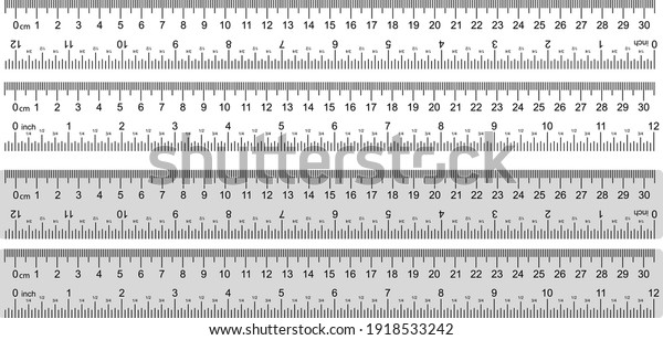 Inch and metric rulers. Centimeters and\
inches measuring scale cm metrics\
indicator