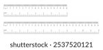 Inch, metric rulers. Measuring tool template. Scale for ruler in centimeters, inches. Measuring scales icon. Inches, centimeters measuring scale. Metrics indicators cm, inch. 