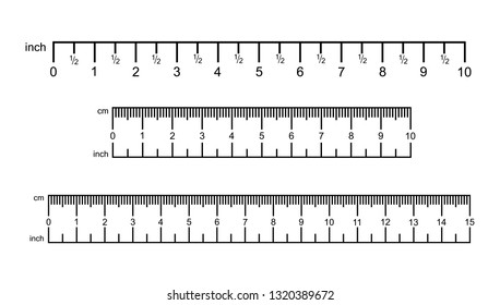 Inch and metric rulers. Precision measurement centimeter icon tools, size indication ruler tools. Vector