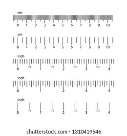 Inch and metric rulers set. Horizontal indicators