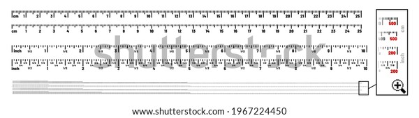 Inch Metric Scale Centimeters Inches Rulers Stock Vector Royalty Free