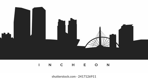 Incheon city skyline silhouette illustration