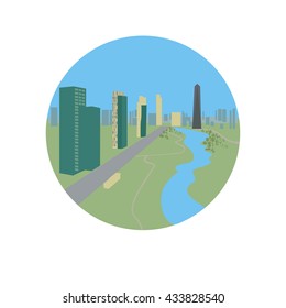 Incheon city vector icon sign. Incheon Metropolitan City located in northwestern South Korea. World famous landmark. Vector flat style design. Web, application button. Postcard, Postage Stamp, card