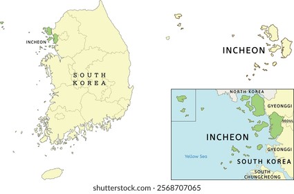 Incheon Metropolitan city location on map of South Korea