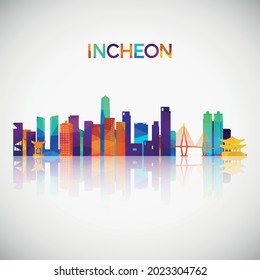 Incheon skyline silhouette in colorful geometric style. Symbol for your design. Vector illustration.