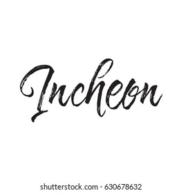incheon, text design. Vector calligraphy. Typography poster. Usable as background.