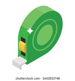 Inches tape, isometric icon of measuring tape vector design 
