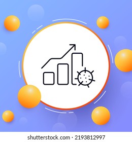 Incidence Statistics Line Icon. Morbidity, Bar Chart, Virus, Growth, Arrow Up, Covid 19, Illness, Viral Disease, Cold, Flu, Vaccination, Ministry Of Health, Germ. Healthcare Concept. Vector Line Icon.