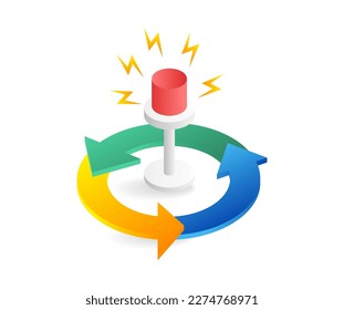 Incident alarm infographic flat 3d isometric illustration concept