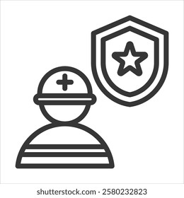 Incident Commander Outline Icon Vector Illustration