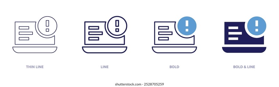 Incident icon in 4 different styles. Thin Line, Line, Bold, and Bold Line. Duotone style. Editable stroke.