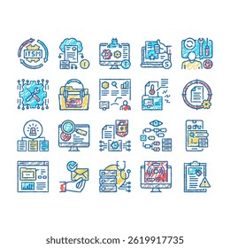 Incident Management Collection doodle icons set vector. It Service Manage Virus Report, Repairman Computer Incident Repair, Online Support Aid