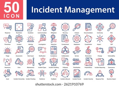  Incident Management  Icon Collection Set and Outline Color